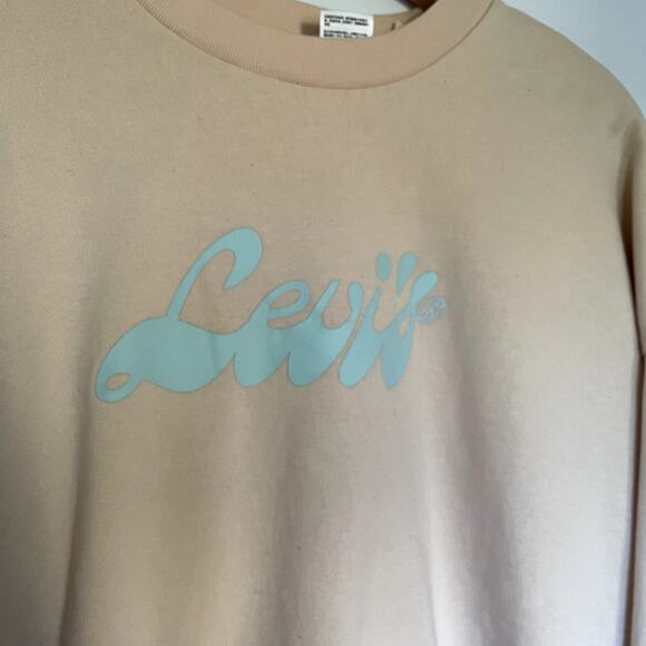 Levi's cream cropped crewneck sweater women's size XL casual warm top fleece - Picture 3 of 7